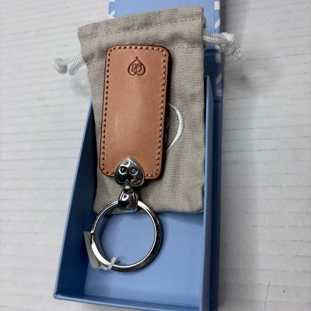 New BRIGHTON Peace Tan Leather Key Fob